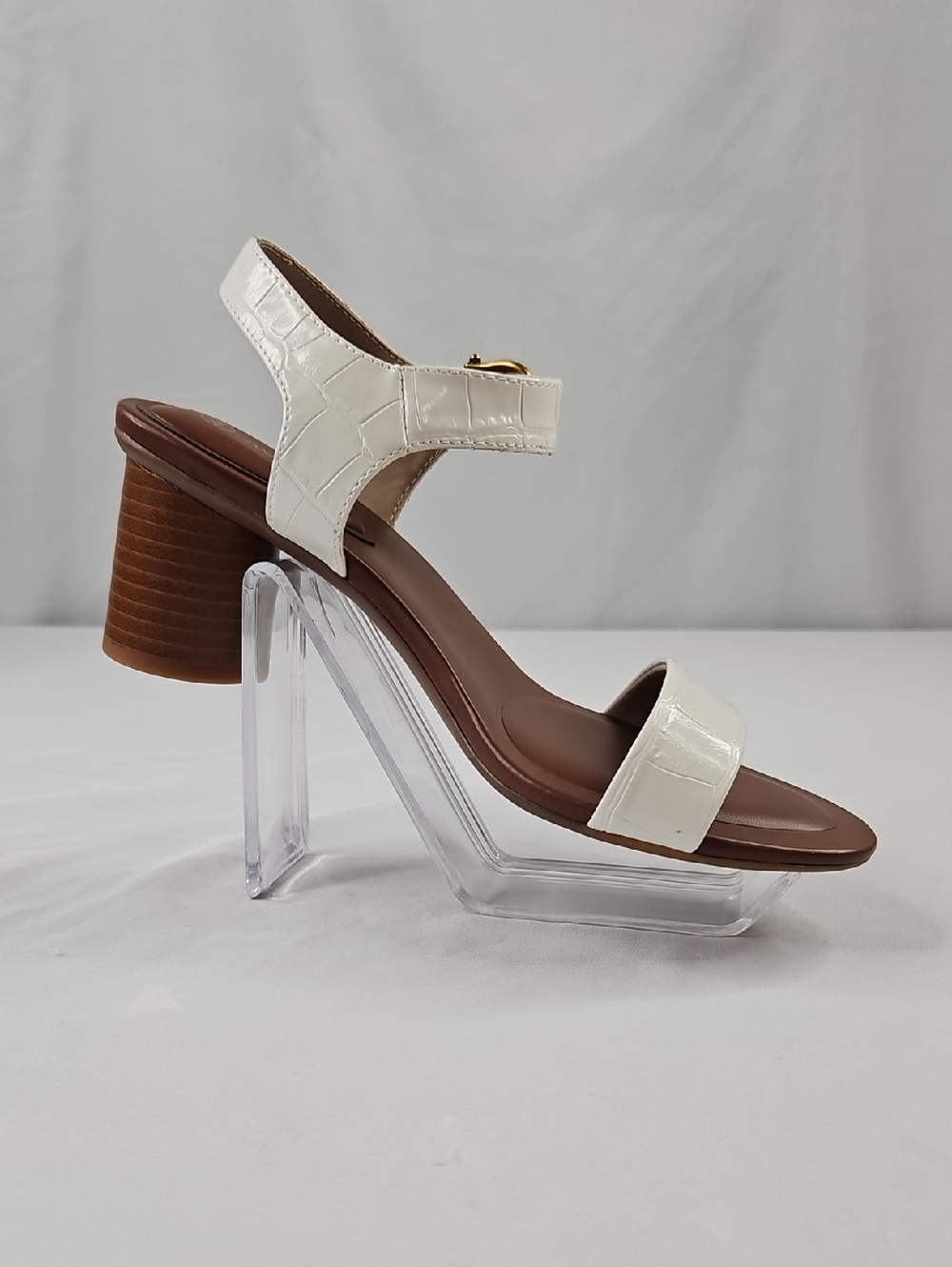 Giani Bernini Women's Hadley Cylinder Stack White Croc Sandals Size 6 EUC